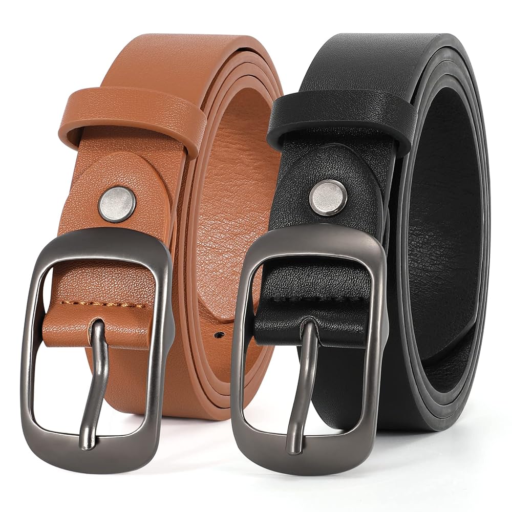 XZQTIVE 2 Pack Women Plus Size Leather Belts Fashion Cowhide